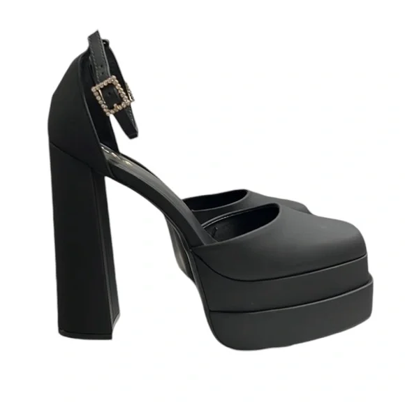 Aldo Black Ankle Strap Platform Pumps Size 8.5 - Picture 1 of 10